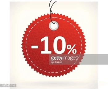 Red leather price labels -10 percent