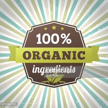 hundred percent organic ingredients eco label vector poster