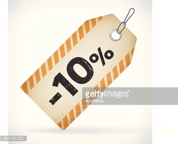 Realistic paper 10% sale off price labels