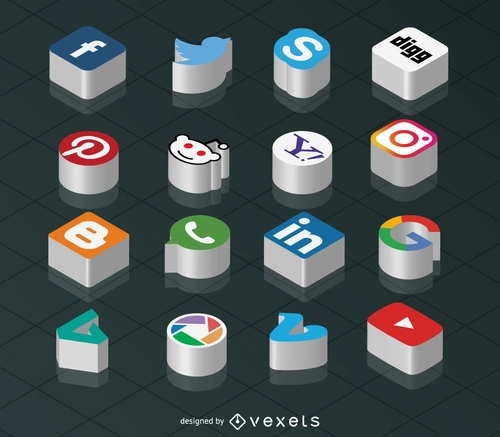 3D SocMedia Isometric Icons