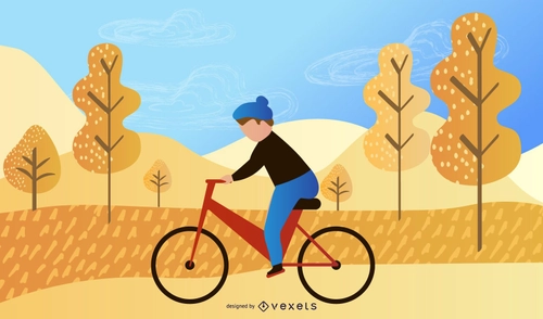 Autumn Biker Park Vector