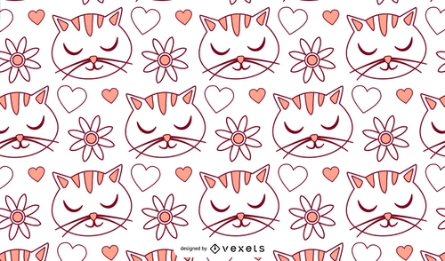 Cartoon Cat Love Pattern