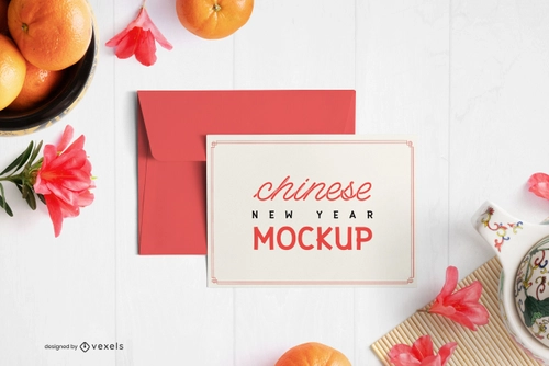 Chinese Card Envelope Mockup