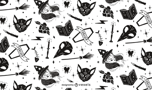 Dark Halloween Witchy Pattern