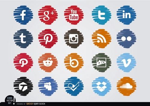 Distorted Social Media Icon Set