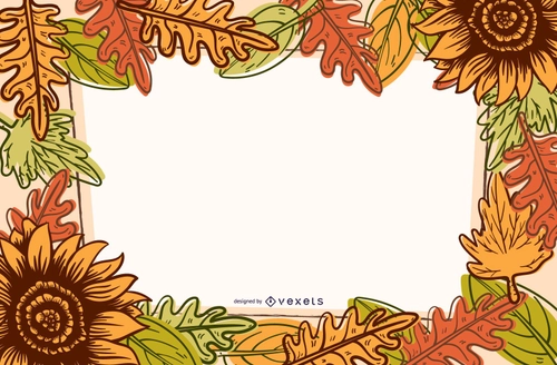 Floral autumn leaves border art