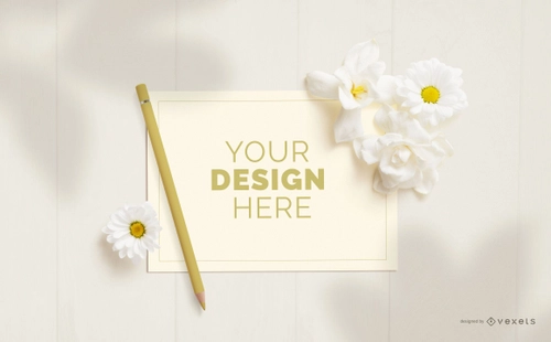 Floral Card Mockup Arrangement