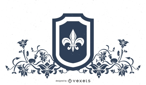 Floral Shield Emblem Heraldry