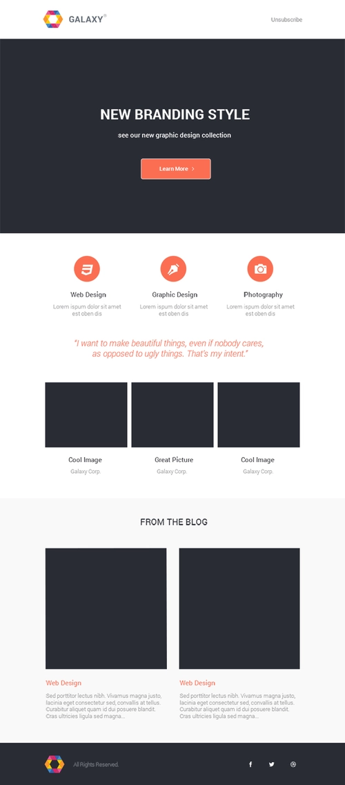 Freebie - Galaxy,Newsletter PSD Template