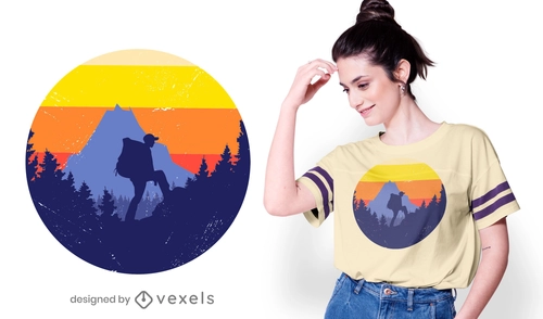 Hiker's Sunset Tee Design