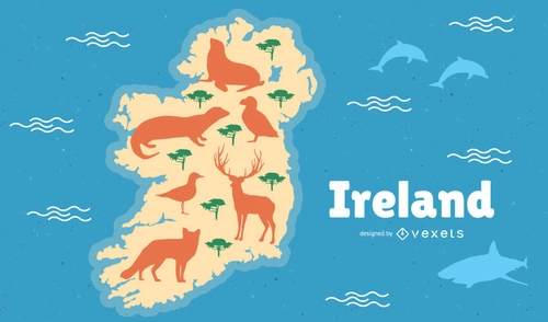 Ireland Map with Animals