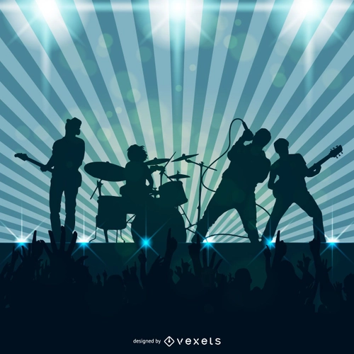 Live rock music band silhouette art