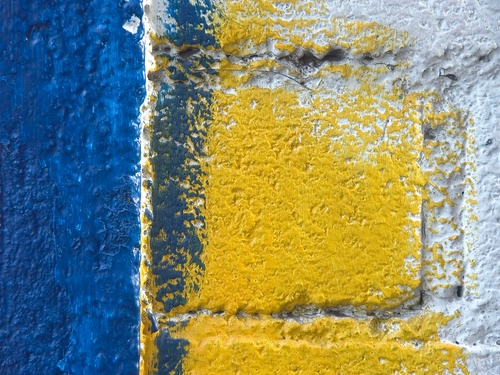 Mexican blue and yellow painted wall