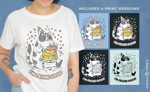 Multicolor Cat Birthday Tee