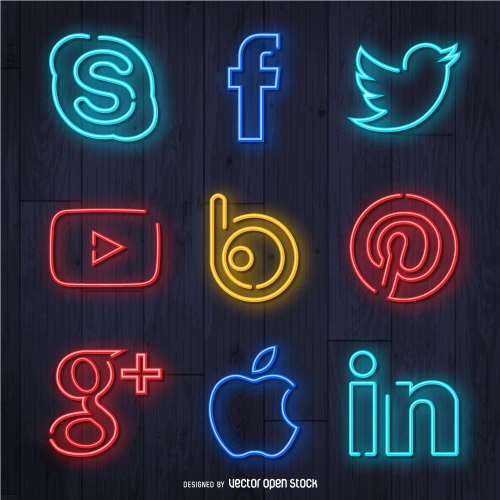 Neon Social Media Icons