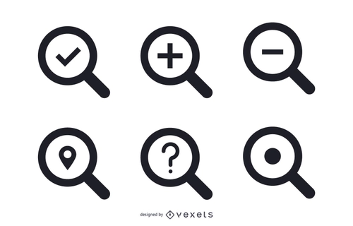 Search Flat Sign Magnifier Icon Set