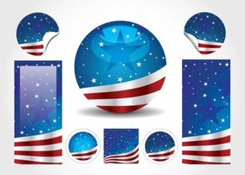 USA American Web UI Vector Elements Set