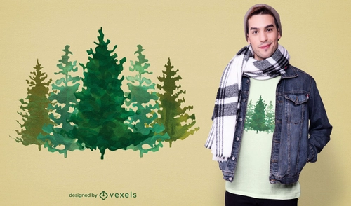 Watercolor Forest Tee PSD