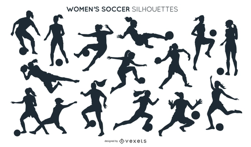 Women Soccer Set Silhouettes