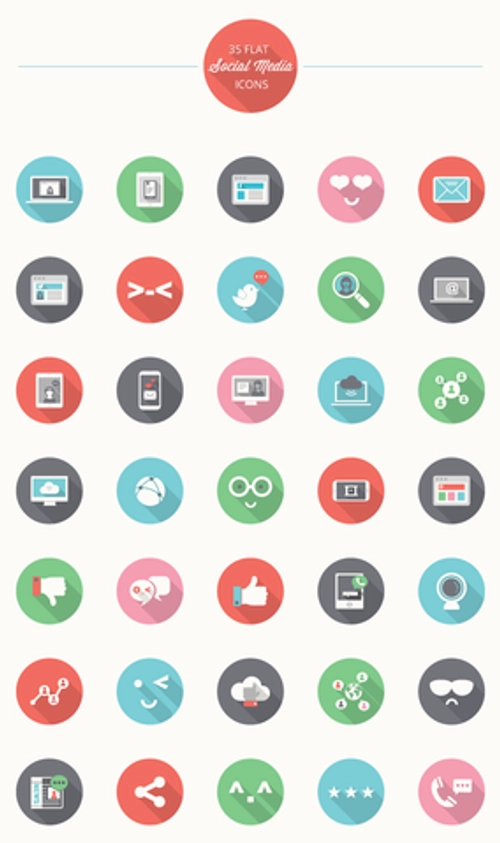 35 Flat Social Media Icons