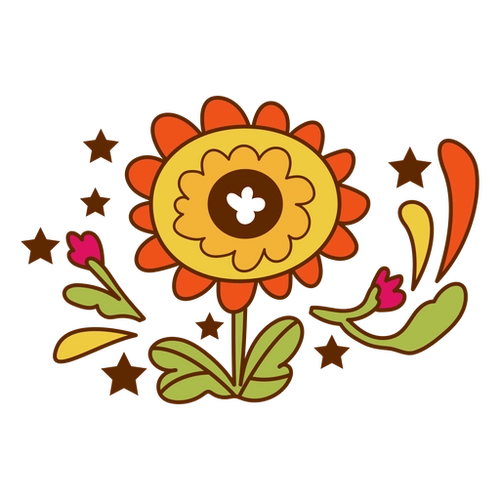 70s Groovie Flower PNG