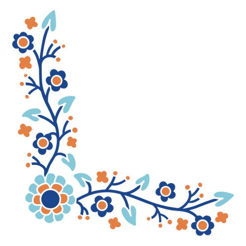 Blue Orange Floral Pattern