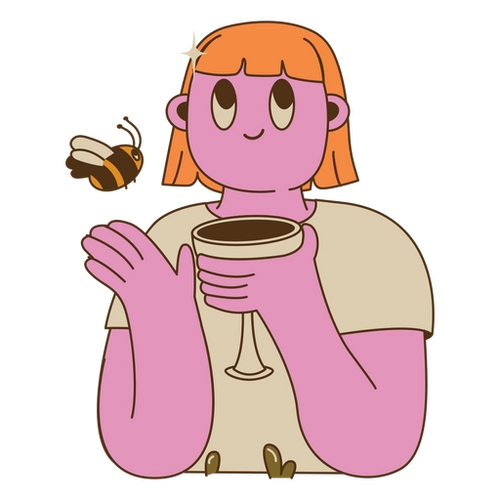 Girl with Coffee and Bee