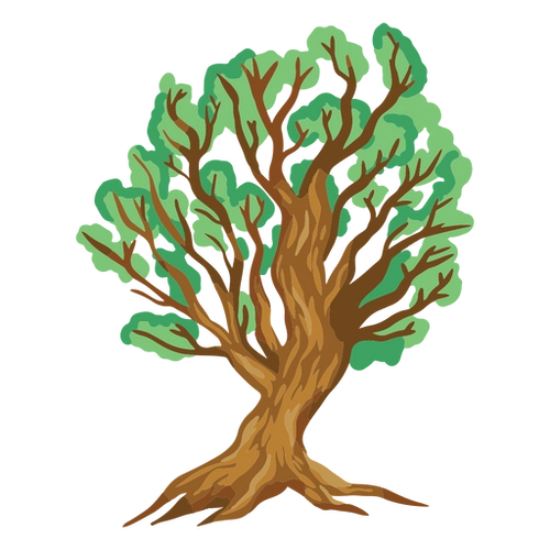 Cartoon Green Foliage Tree Illustration