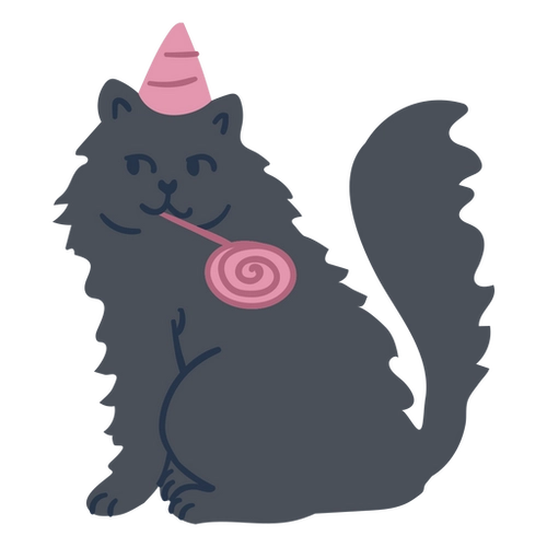 Cat Birthday Lollipop Flat PNG