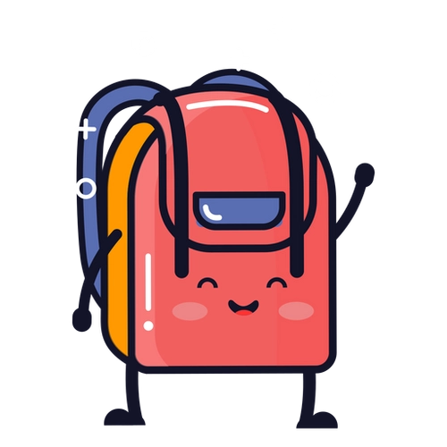 Cheerful School Bag PNG Illustration