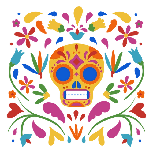 Colorful Dia de los Muertos Skull Pattern