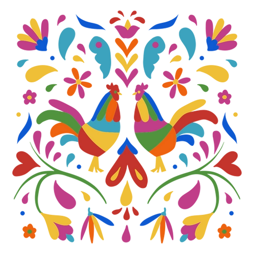 Colorful Mexican Rooster Pattern