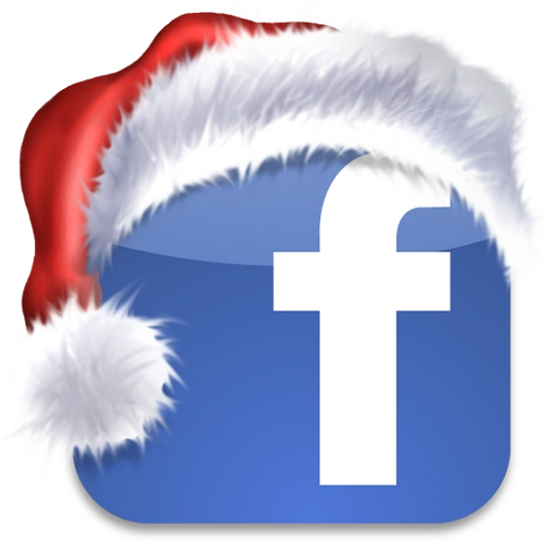 Facebook logo with santa hat