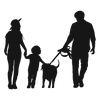 Family Dog Walk Silhouette PNG