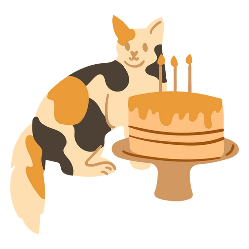 Feline celebration dessert PNG design