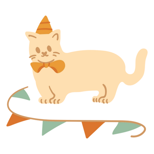 Flat Cat Birthday PNG Balloon Art