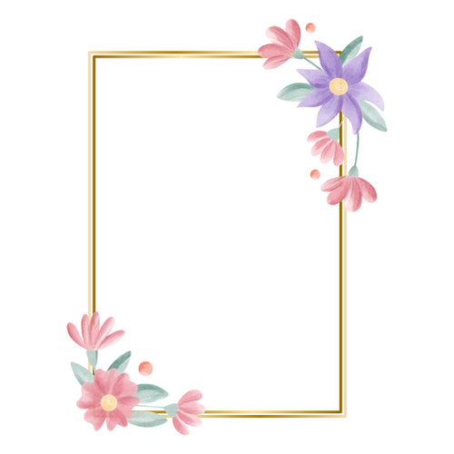 Floral Watercolor Frame PNG Wreath