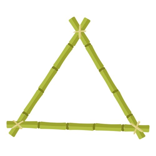 Green bamboo frame triangle icon design