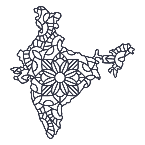 India Mandala Map Silhouette