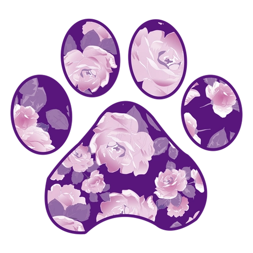 Purple Rose Pet Paw Pattern PNG Art