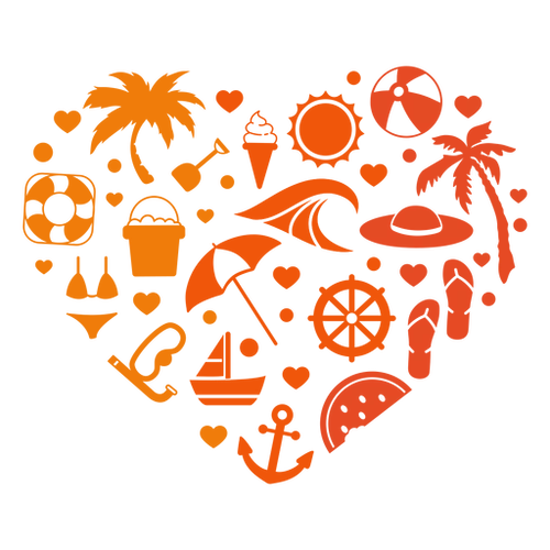 Sunny Heart Beach PNG Art