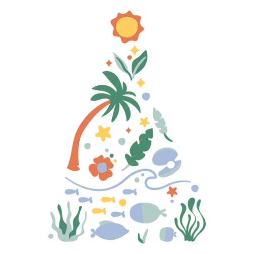 Tropical Sea Xmas Tree PNG Design