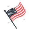 USA Flag Flat Design PNG