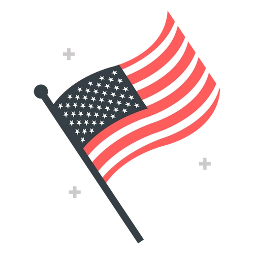 USA Flag Flat Design PNG