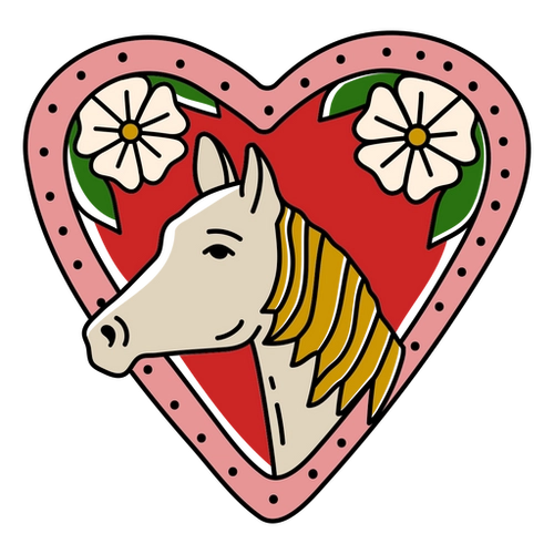 Western Horse Heart Tattoo Design